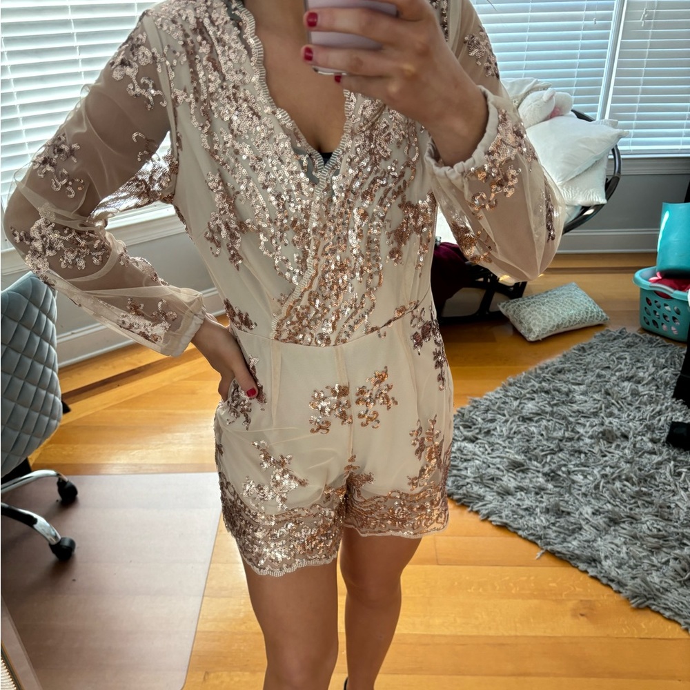 Sparkly Rose Gold Romper